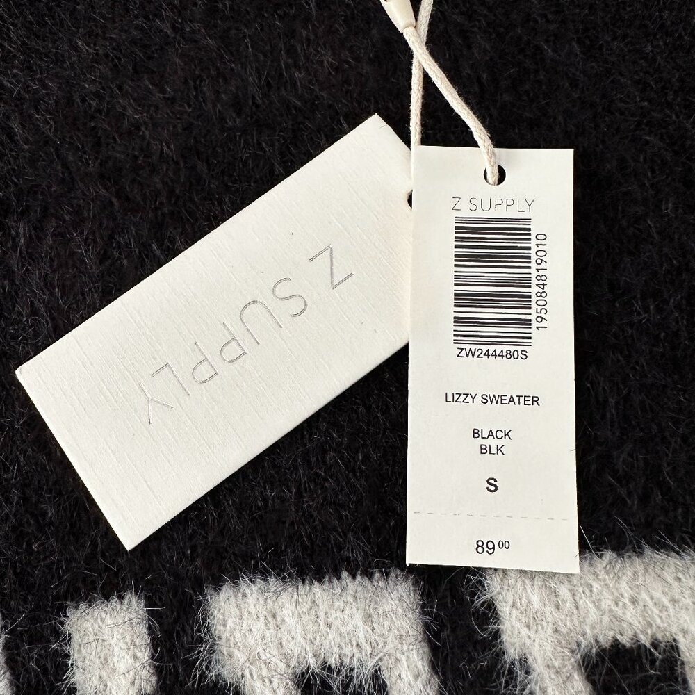 NWT Z Supply Cheers Black Lizzy Sweater Women's size SMALL - Picture 2 of 6